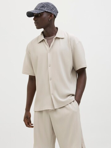 JACK & JONES Comfort fit Button Up Shirt 'JCOInterlude' in Beige: front