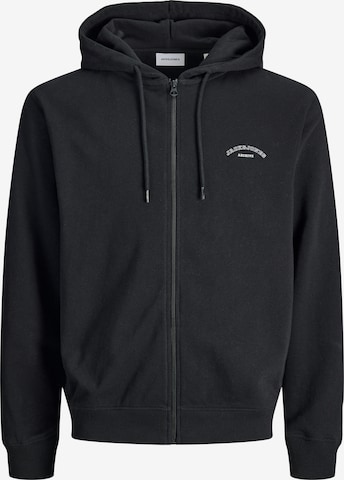 JACK & JONES Zip-Up Hoodie in Black: front