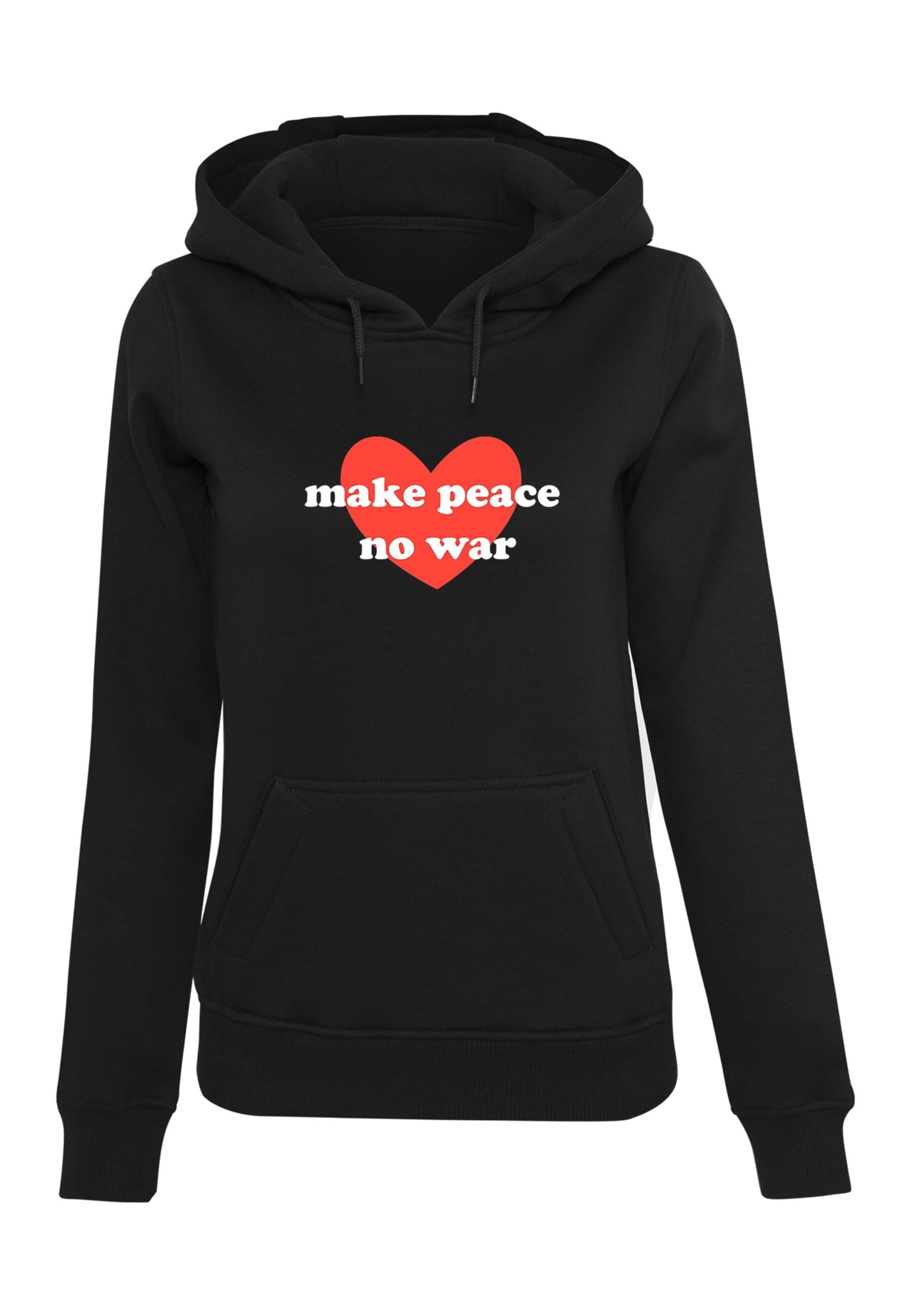 Merchcode Sweatshirt 'Peace - Red Heart' in Schwarz: Vorderseite