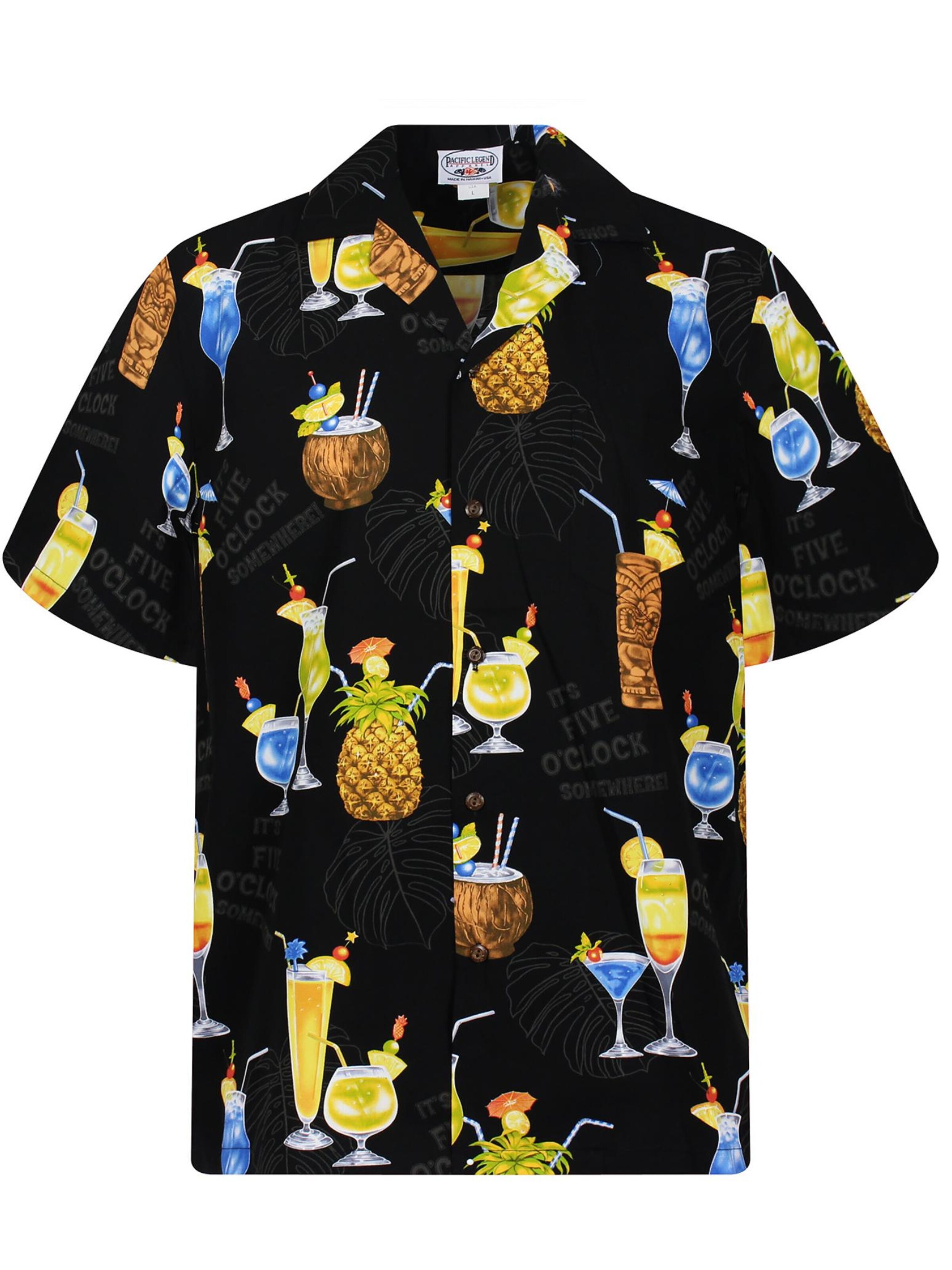 Pacific Legend Regular Fit Hemd 'Cocktail Allover'‌‌‌‌‌‌‌‌ in Schwarz: Vorderseite