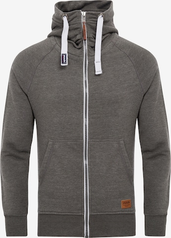 yazubi Zip-Up Hoodie 'Jacob' in Grey: front