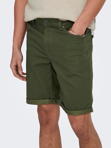 Only & Sons Normalny krój Spodnie 'Ply' w kolorze zielony: przód