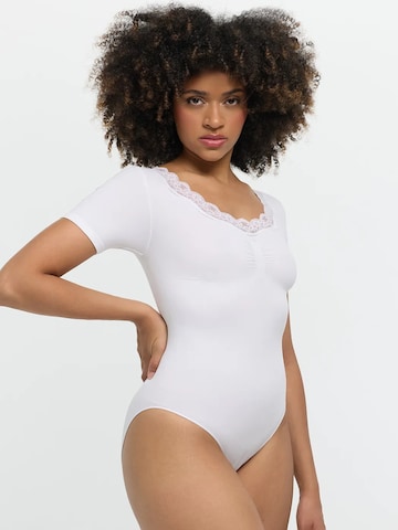 cfab - Body modelador 'Lace T-Shirt Bodysuit Sculpting Shapewear with slip' em branco