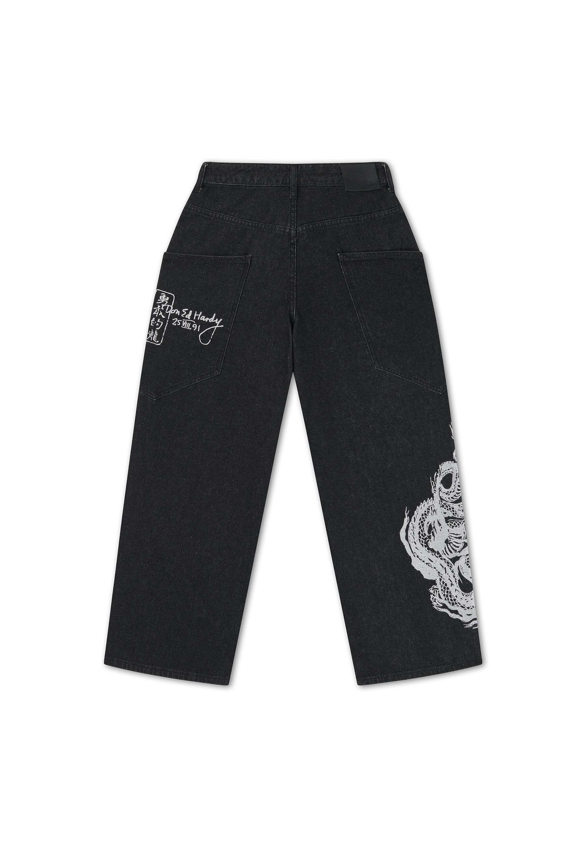 Ed Hardy Loosefit Jeans i svart