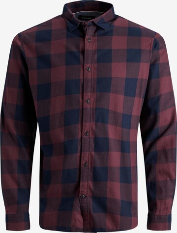 JACK & JONES Button Up Shirt 'Egingham' in Red: front