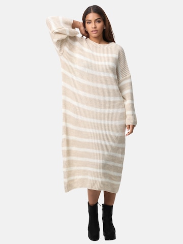 Abito in maglia di Elara in beige: frontale