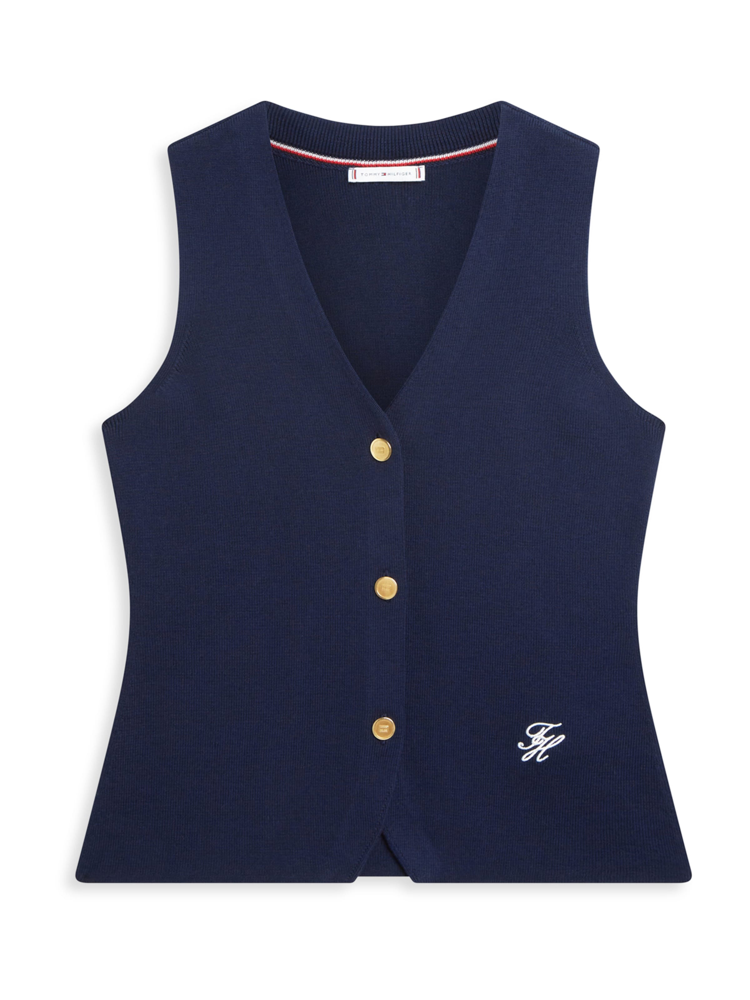 TOMMY HILFIGER Strickweste in navy / weiß, Produktansicht