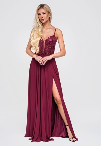 Ombre Abendkleid in Rot: Vorderseite