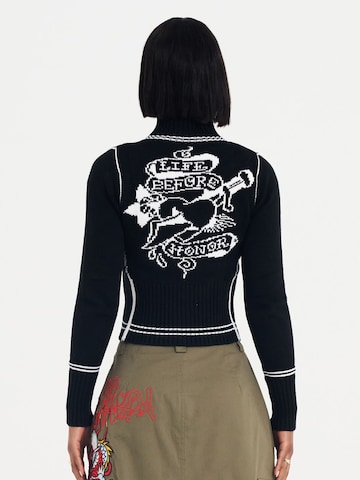Ed Hardy Πλεκτή ζακέτα σε μαύρο: μπροστά