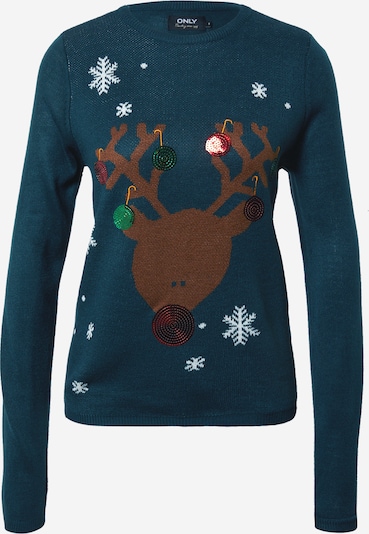 ONLY Pullover 'Xmas Exclusive Reindeer' in petrol / mischfarben, Produktansicht