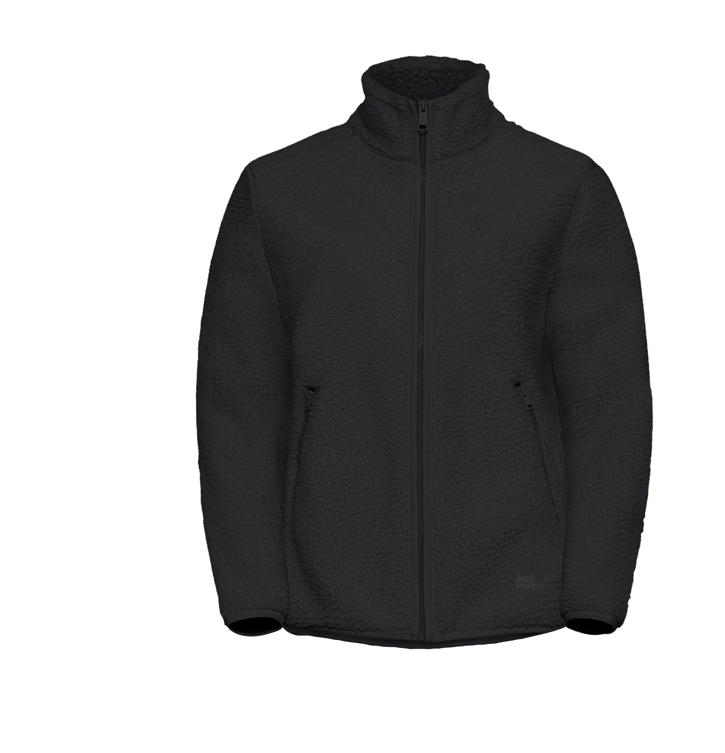 JACK WOLFSKIN Athletic Fleece Jacket in Black: front