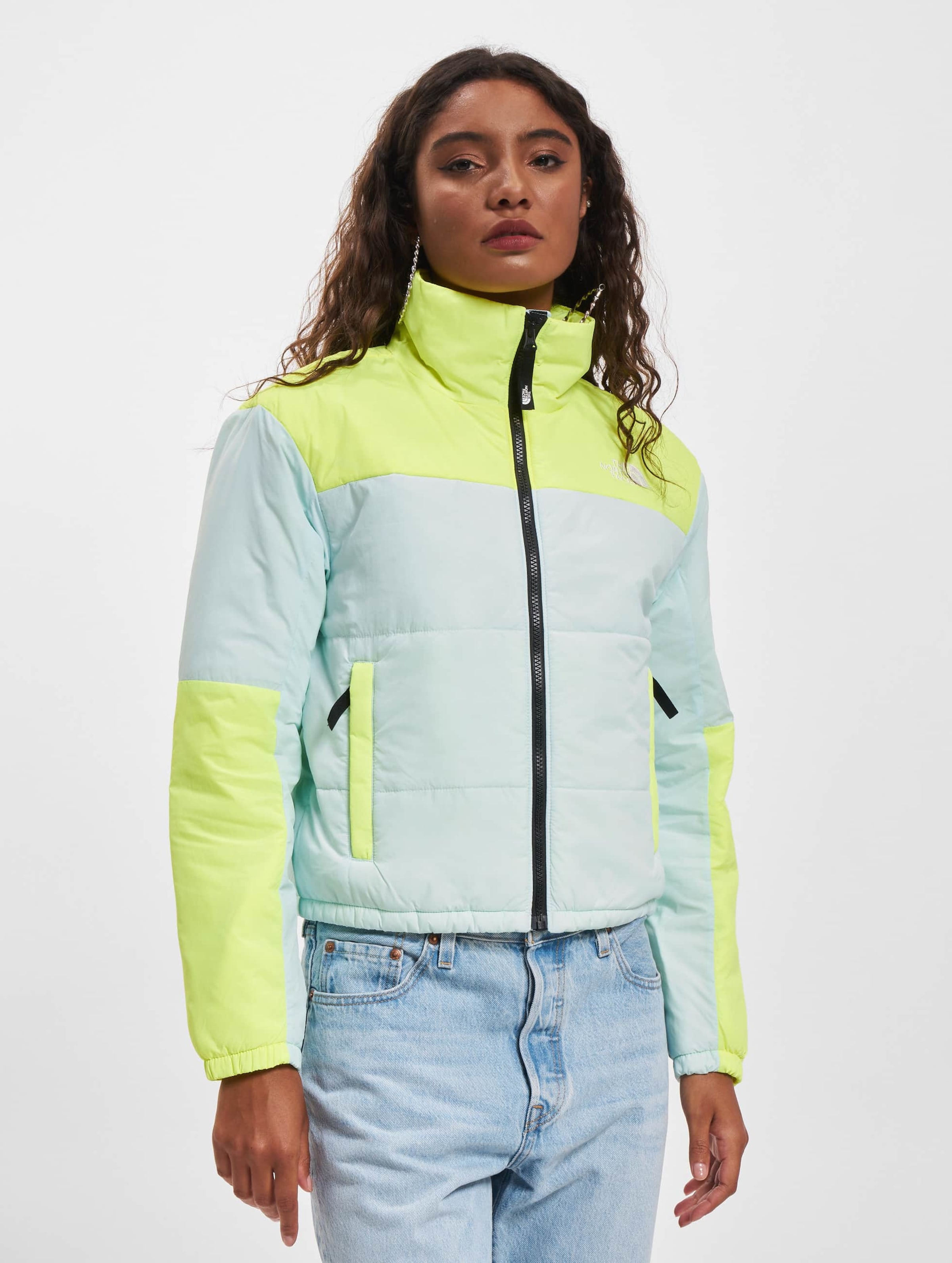 Neon yellow north face jacket deals