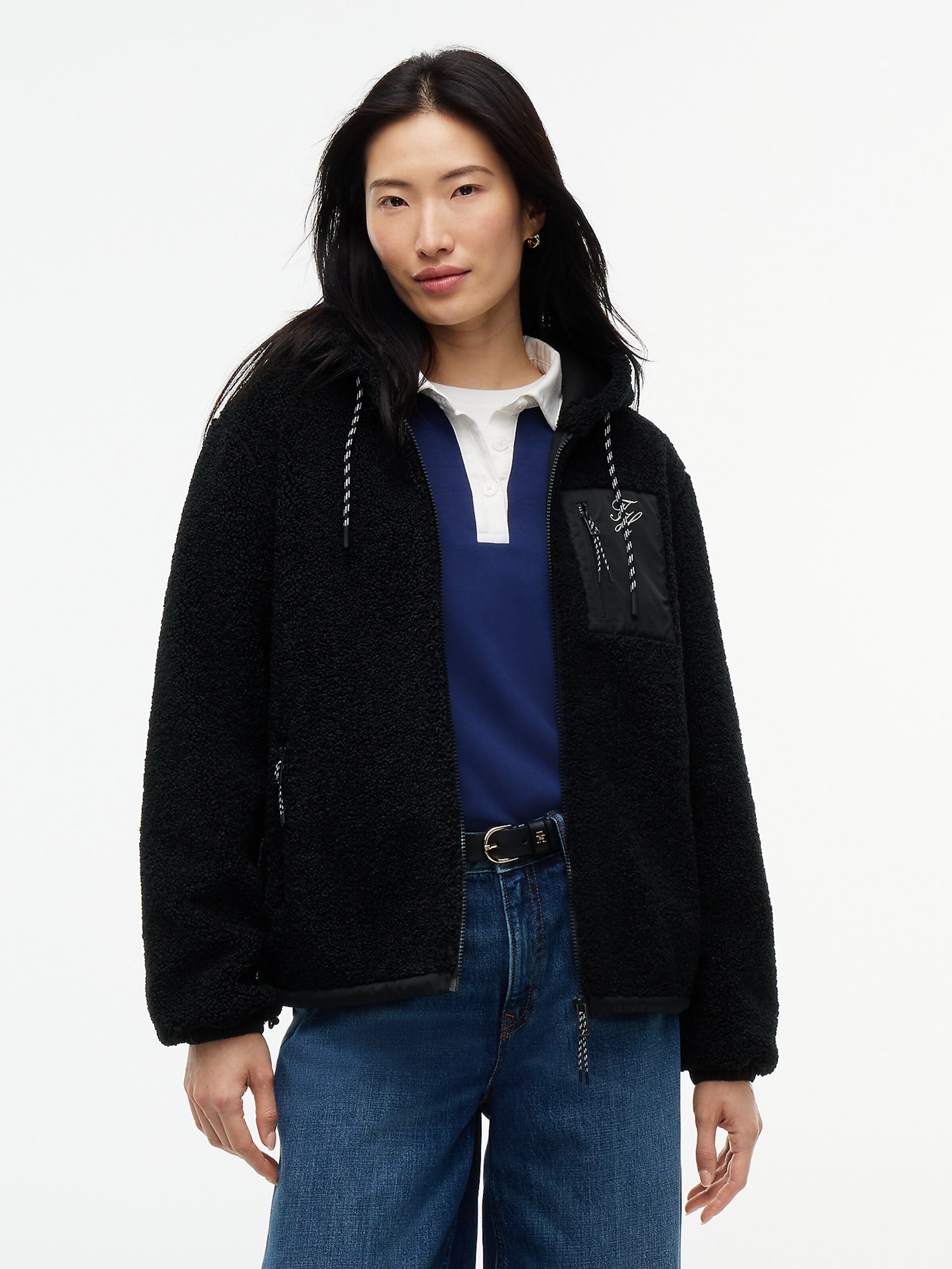 TOMMY HILFIGER Sweatjacke in Schwarz: Vorderseite