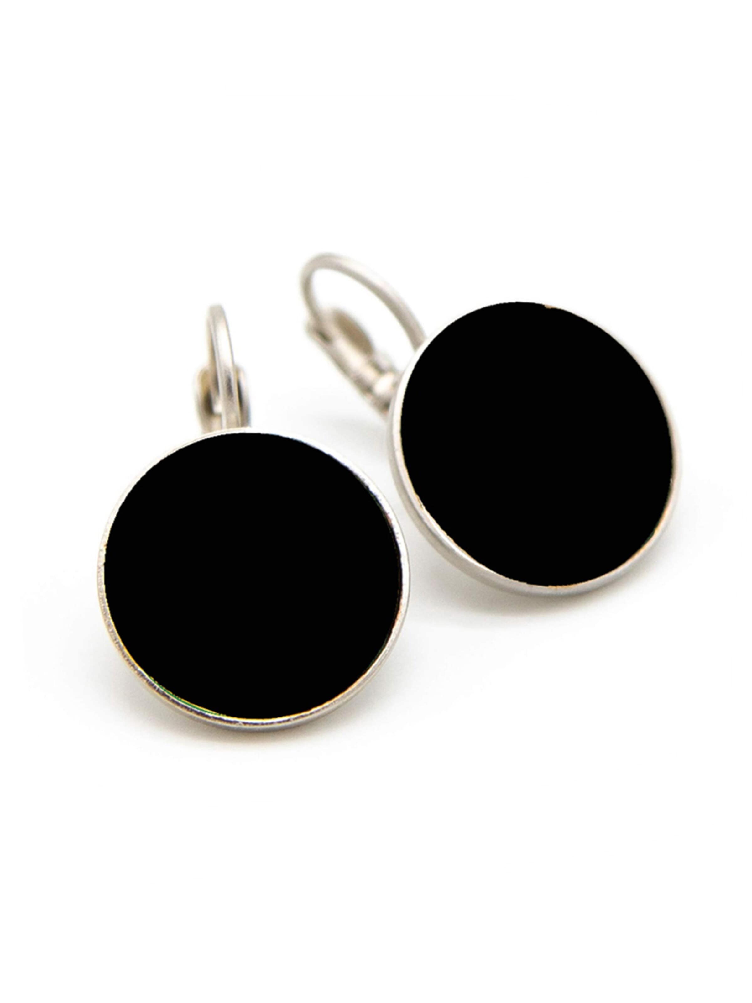 Sergio Engel Earrings 'Patina Ohrring 01 Elegante Edelstahlhänger mit patinierten Metallplättchen' in Black: front