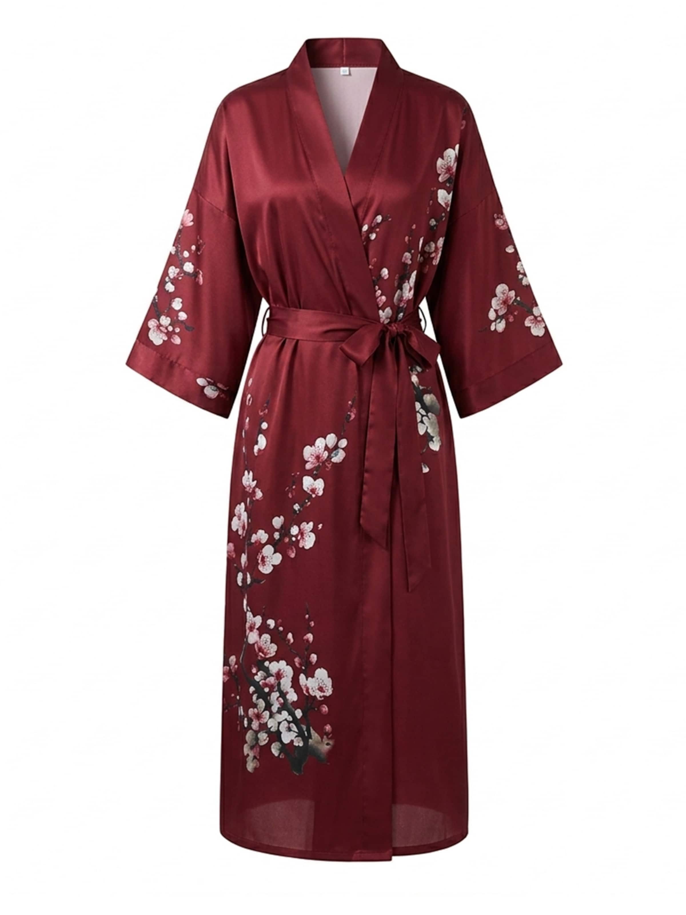 Vivi Idee Dressing Gown 'Prunus Mume' in Red: front