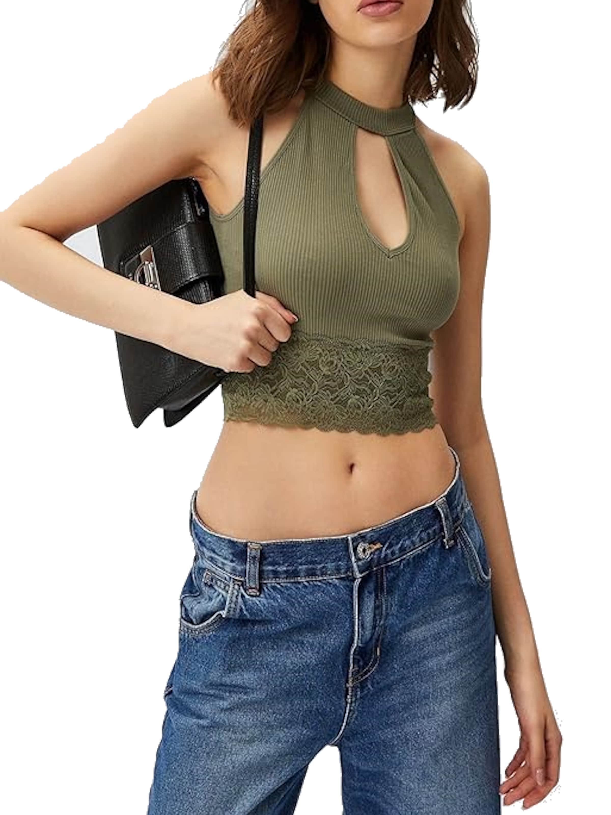 zaļš GUESS Adīts topiņš 'Lila Lace'