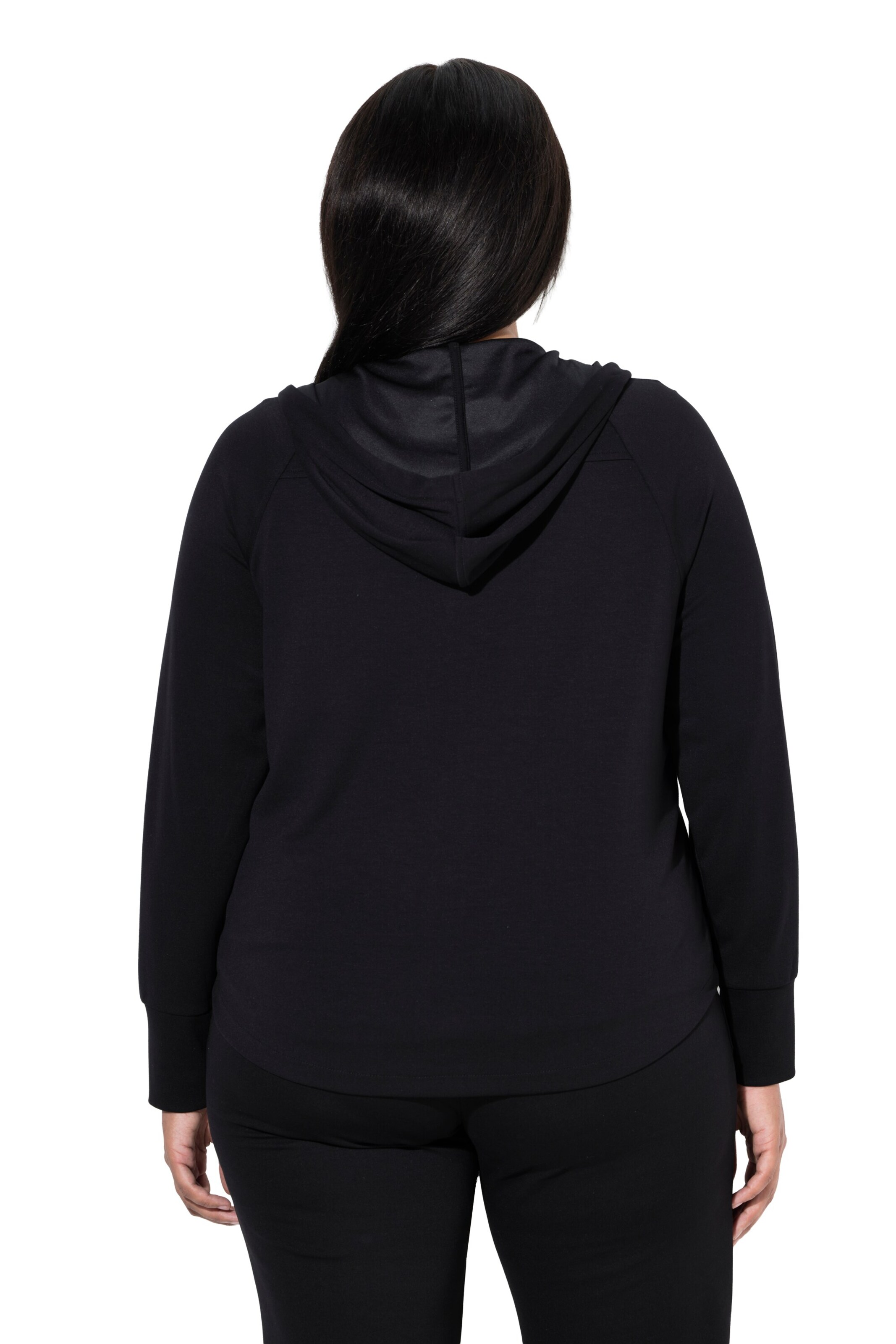 Ulla Popken Zip-Up Hoodie in Black