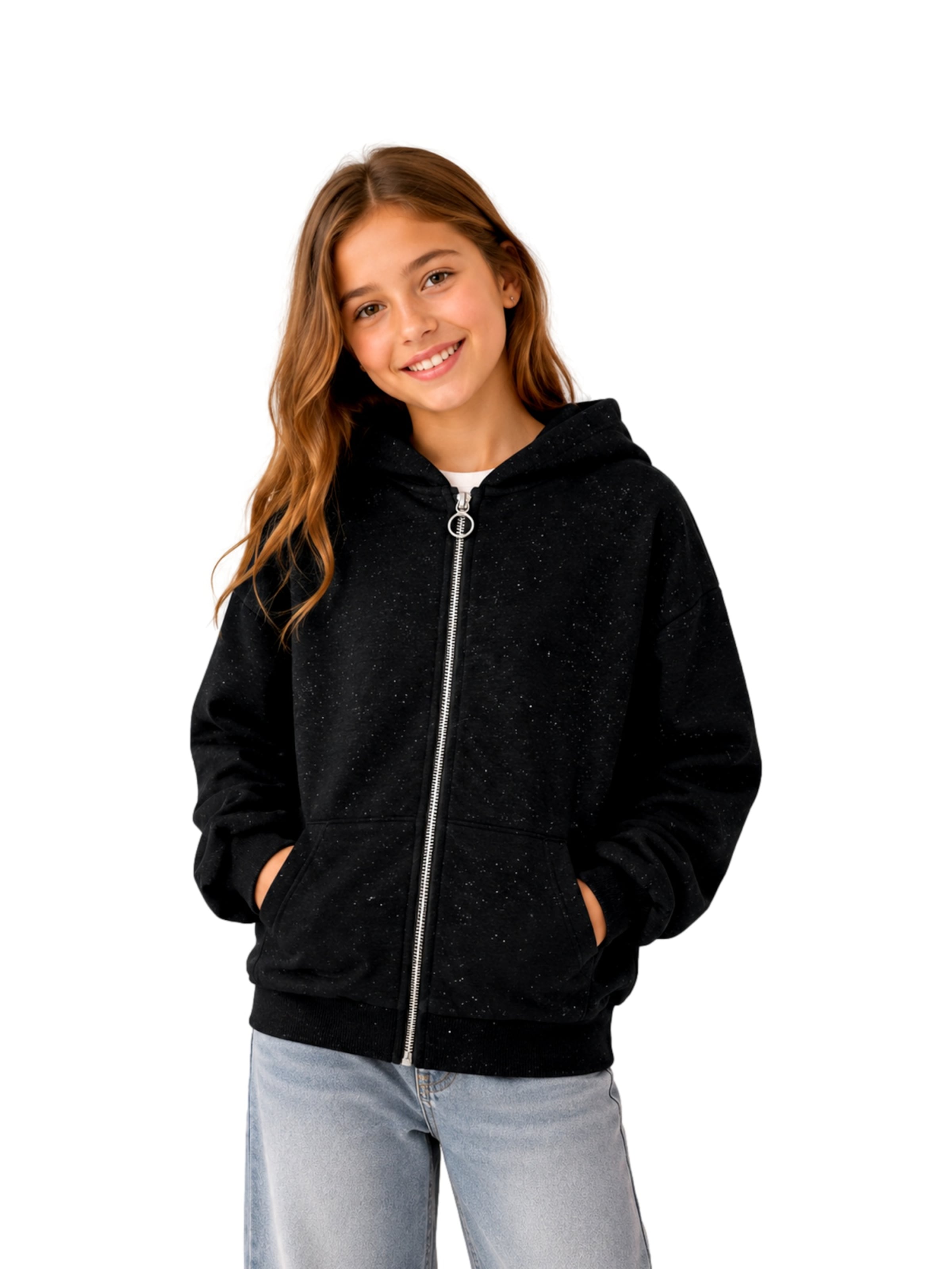 ONLY GIRLS - Sudadera con cremallera 'KOGOLIVIA' en negro: frente