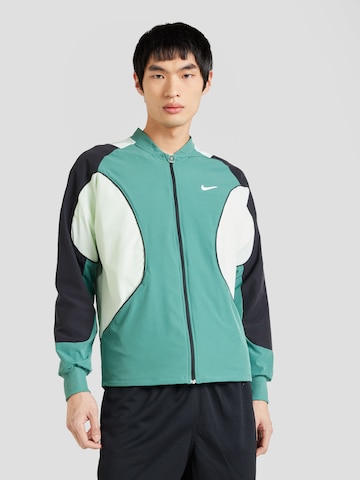 Bluză cu fermoar sport de la NIKE pe verde: față