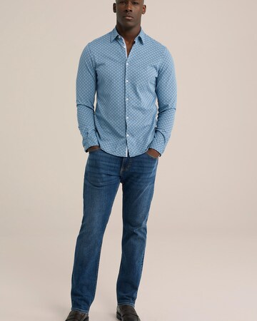 WE Fashion Slim fit Overhemd in Blauw