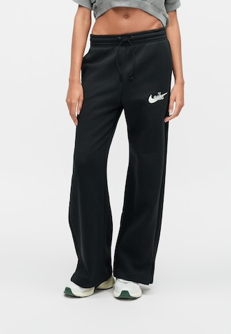 melns Nike Sportswear Platas staras Bikses 'PHNX FLC': no priekšpuses