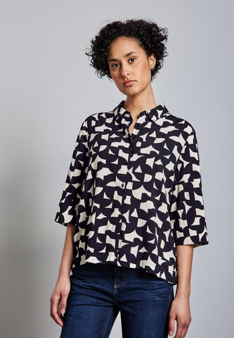 STREET ONE Gemusterte Hemdbluse in Blau: Vorderseite