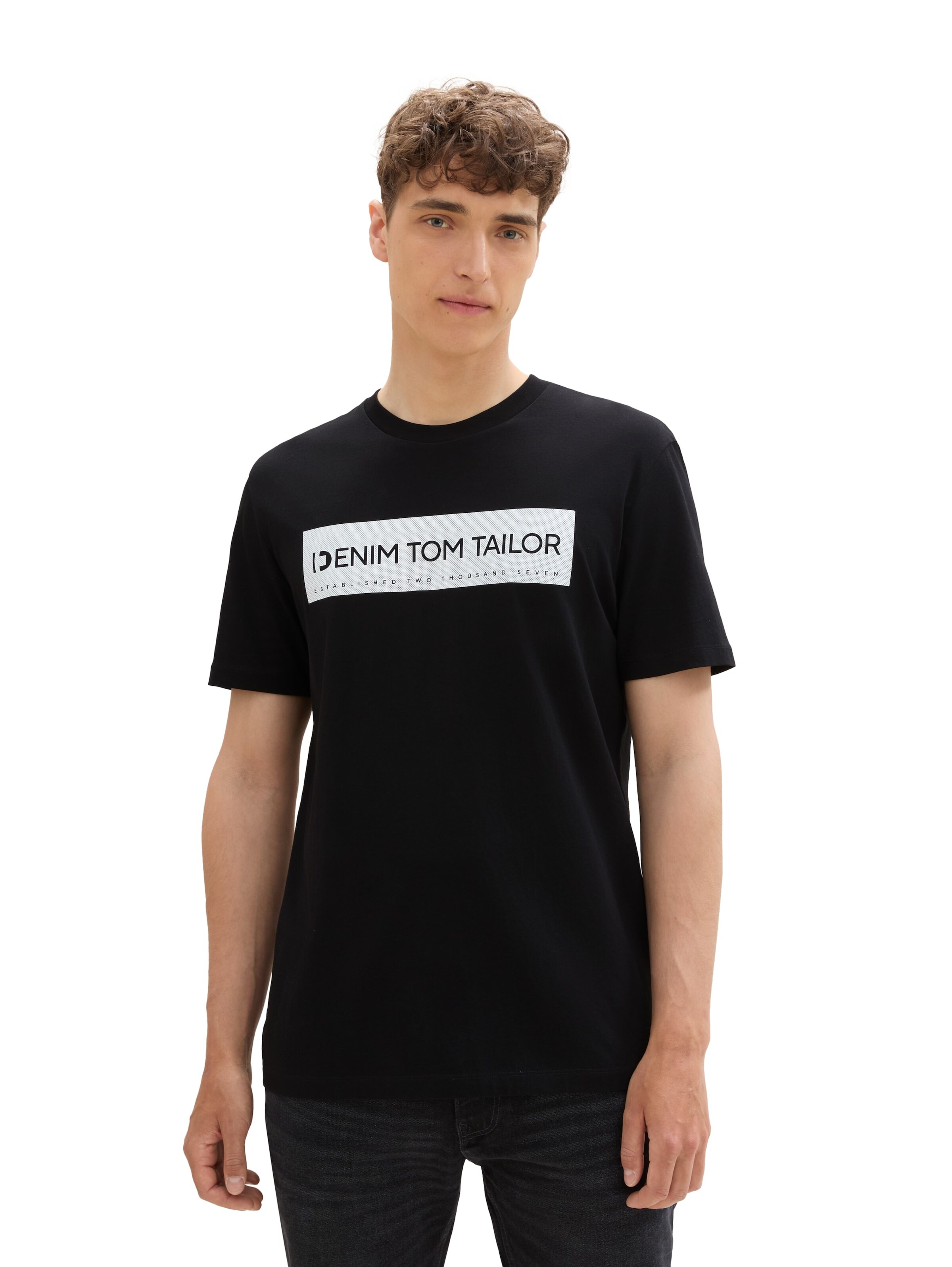 TOM TAILOR DENIM T-Shirt in Schwarz: Vorderseite