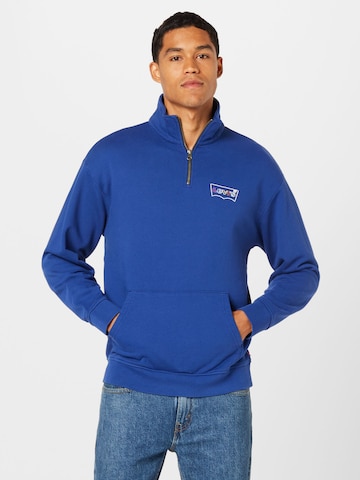 LEVI'S ® Sweatshirt 'RLXD Graphic 1/4 Zip Pkt' in Blauw: voorkant