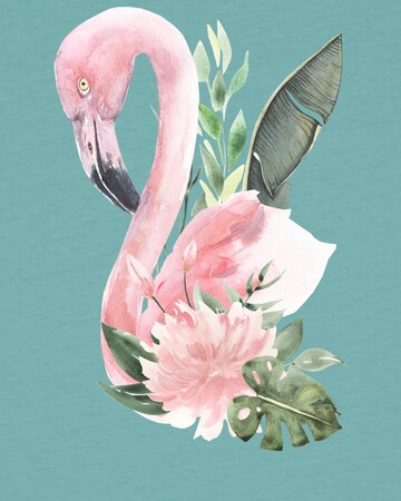 watabout.kids Shirt 'Flamingo mit Blumen' in Groen