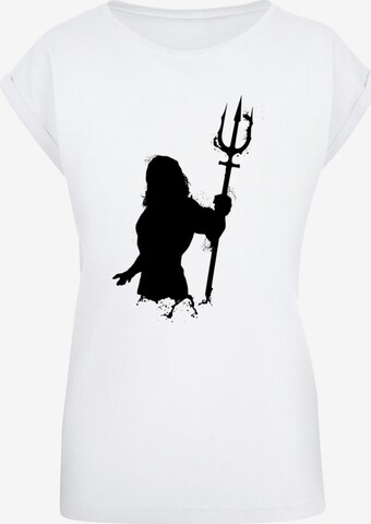 ABSOLUTE CULT Shirt 'Aquaman - Mono Silhouette' in White: front