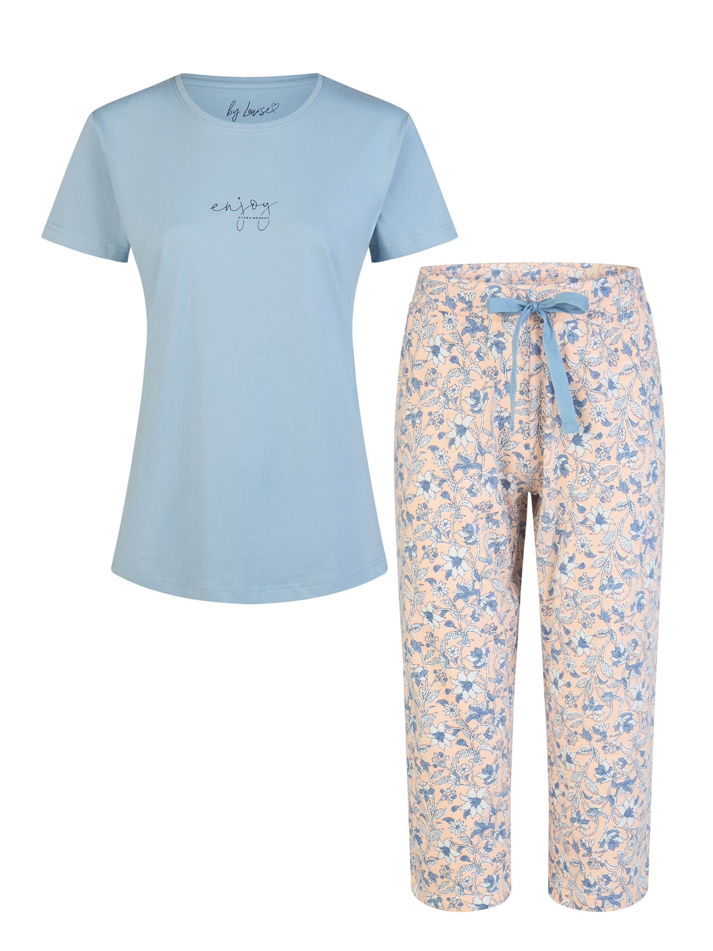 By Louise Pyjama 'Capri' in Blauw: voorkant