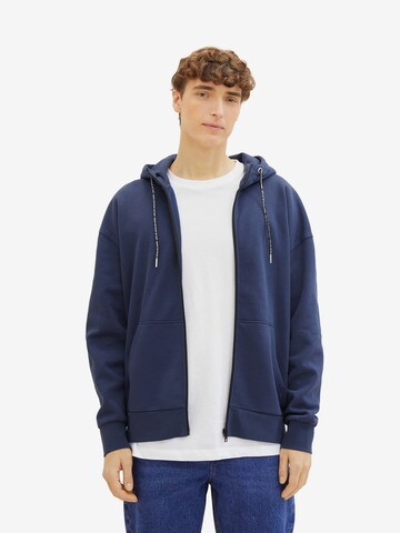 TOM TAILOR DENIM Zip-Up Hoodie in Blue