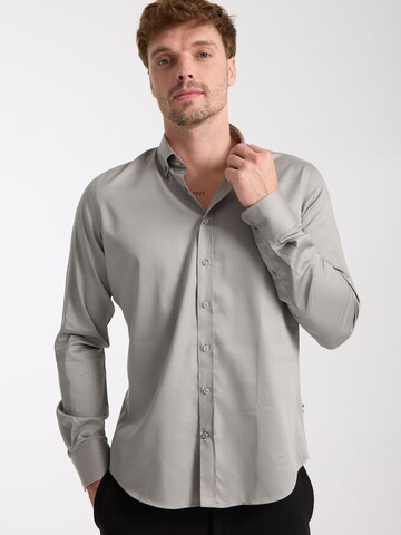 Slim fit Camicia business 'Leonardo' di 7Camicie in grigio: frontale