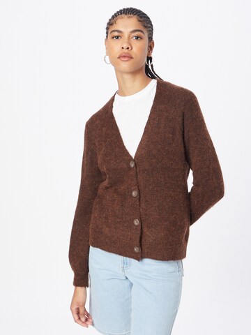 ICHI Knit cardigan in Brown: front