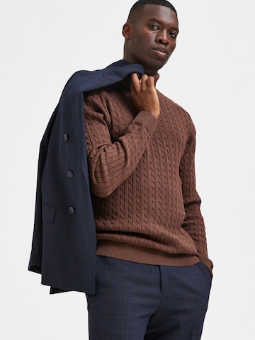 SELECTED HOMME - Pullover 'Aiko' em castanho