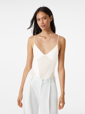 Bershka Shirt Bodysuit in White: front