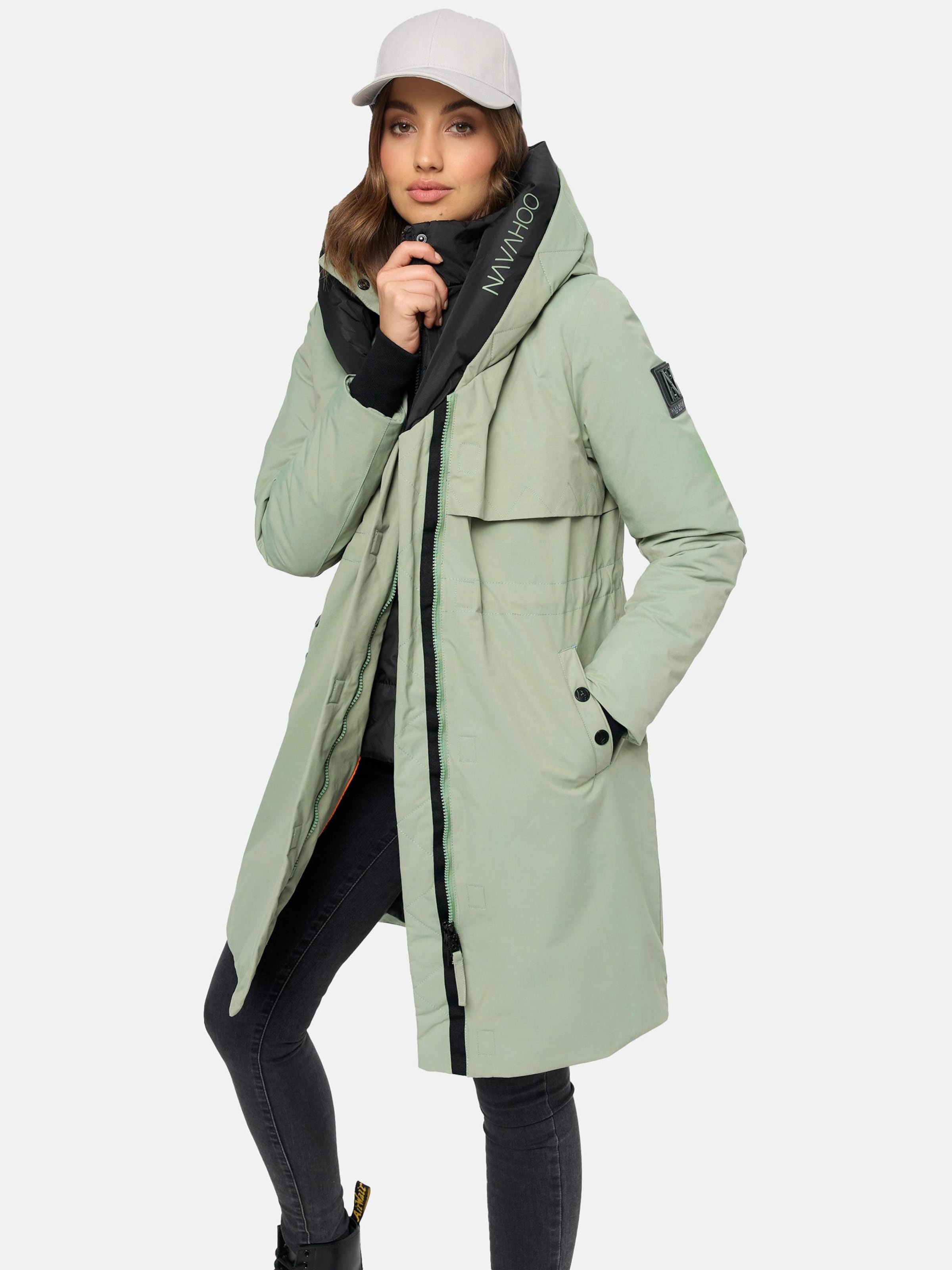 mint green winter coat