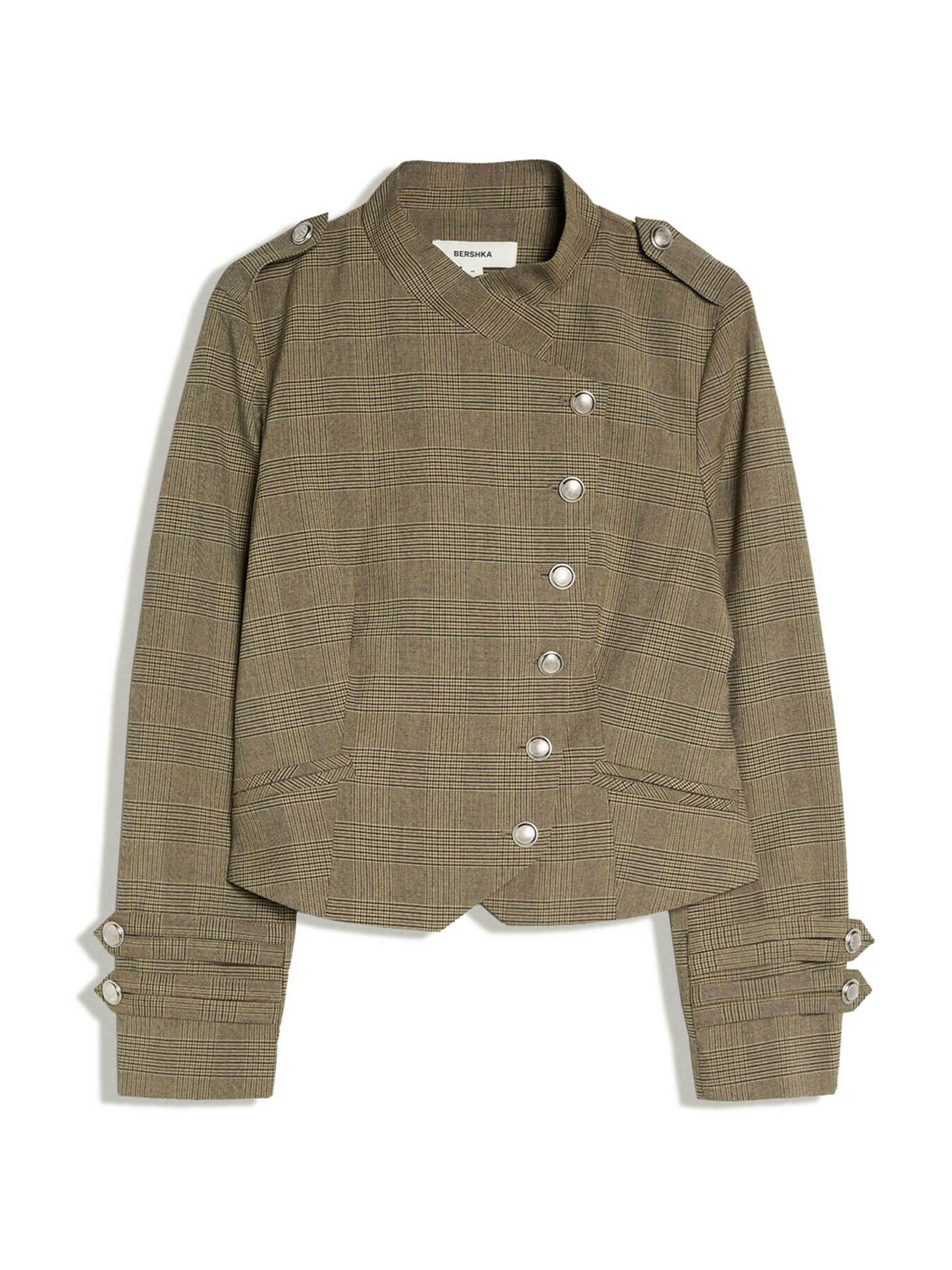 Bershka Blazer i 34 i taupe / khaki / sort, Produktvisning