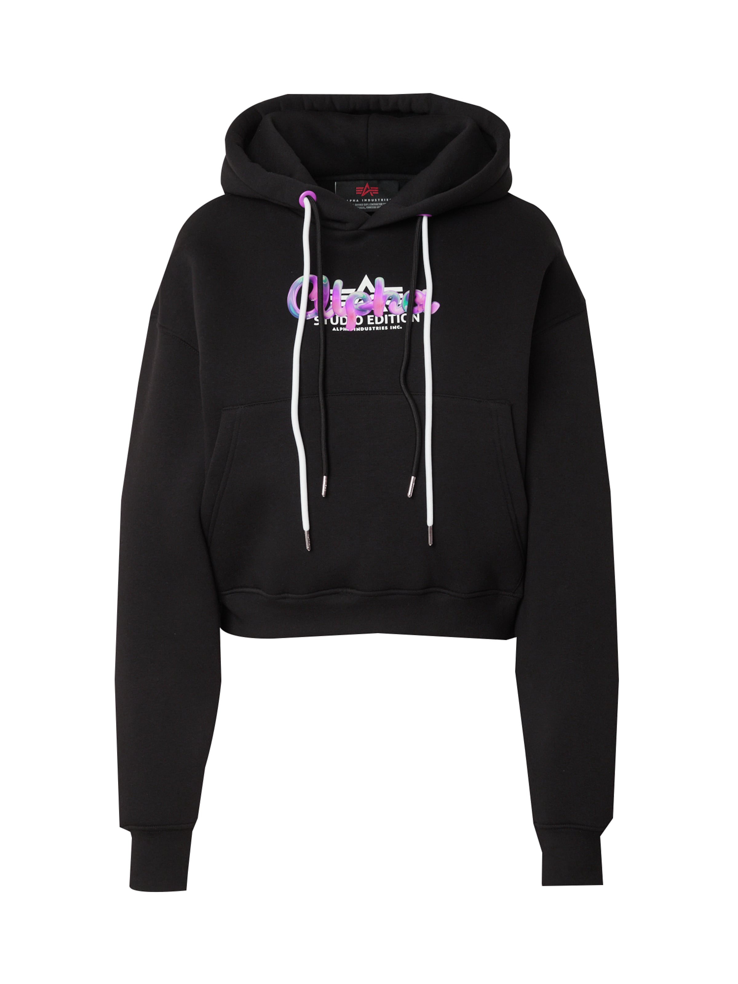 ALPHA INDUSTRIES Mikina 'Studio Rainbow' - Čierna: predná strana