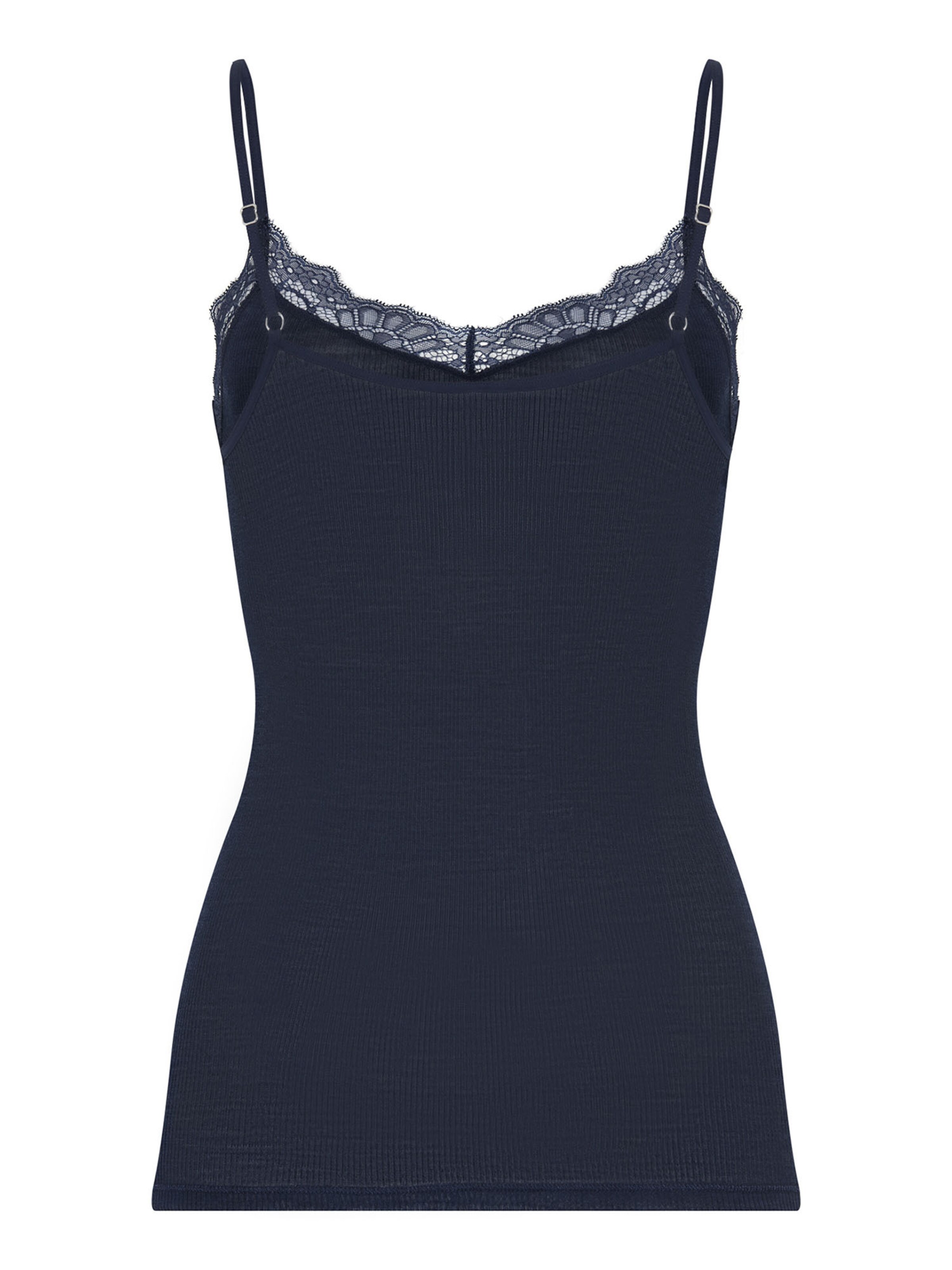 Hanro Top ' Woolen Lace ' in Blauw