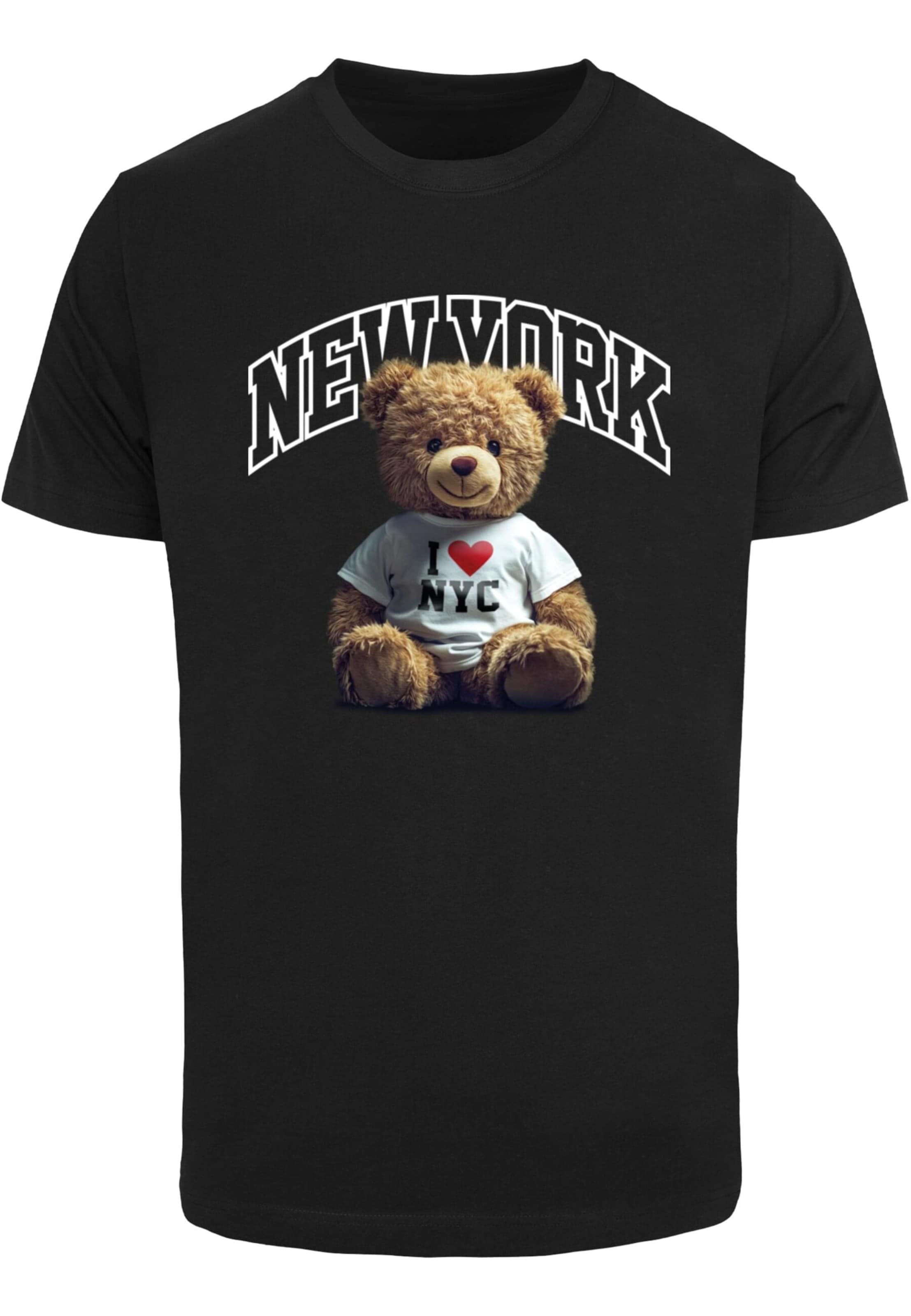 Mister Tee Тениска 'New York College Bear' в черно: отпред