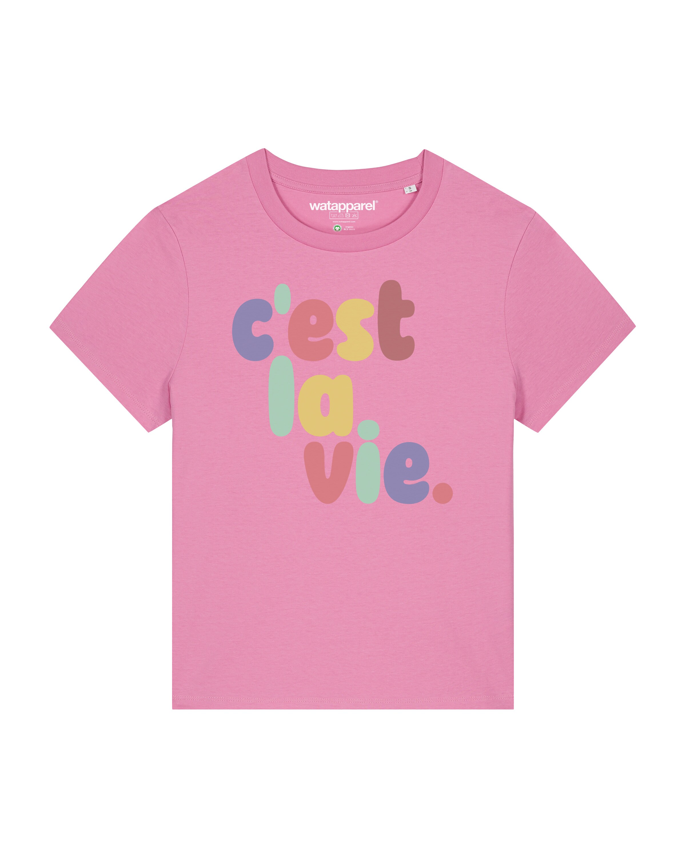 T-shirt 'c'est la vie' Watapparel en rose : devant