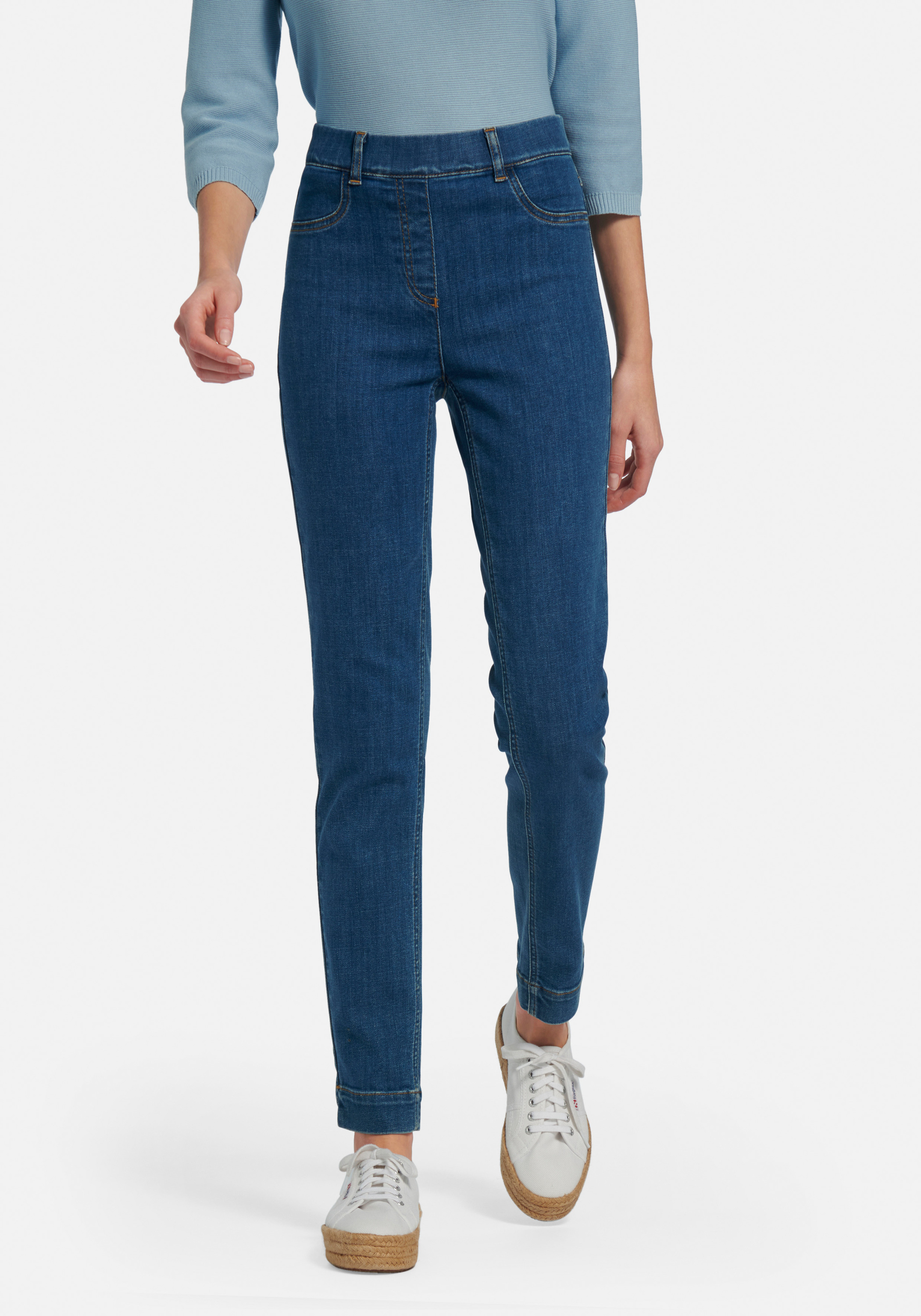 Peter Hahn 5-Pocket-Jeans Knöchellange Schlupf-Jeans in Blau 