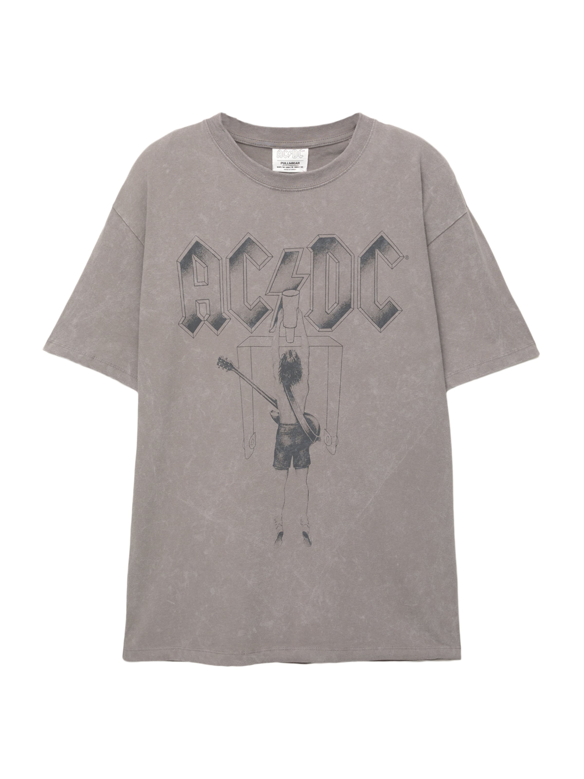 Pull&Bear Shirt 'ACDC' in Grey / Black, Item view