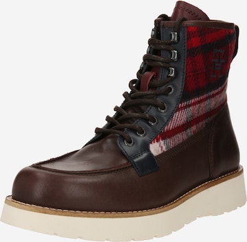 Bottines à lacets TOMMY HILFIGER en marron : devant