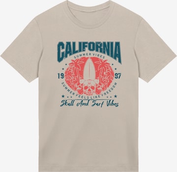 T-Shirt 'California Skull Summer Vibes' F4NT4STIC en beige : devant