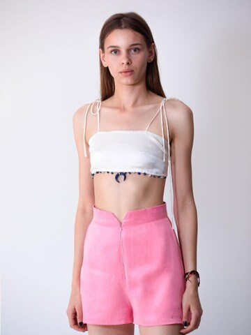 CACTUS THE BRAND Wide leg Broek 'Cactus the Brand, Pantaloni eleganti cu decupaj, Verde, XS' in Roze: voorkant
