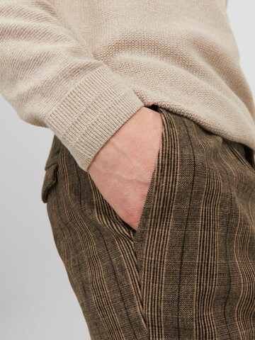 JACK & JONES Tapered Pleat-front trousers 'Ace Harvey' in Brown