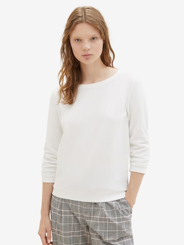 Sweat-shirt TOM TAILOR DENIM en blanc : devant