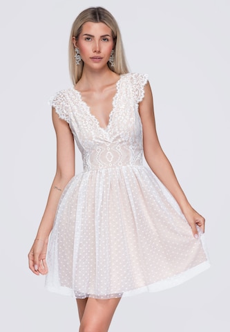 Robe de cocktail Ombre en blanc : devant